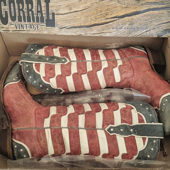 CORRAL A2515 ladies leather American Flag USA western cowboy boots snip toe sz 6 - Picture 12 of 15